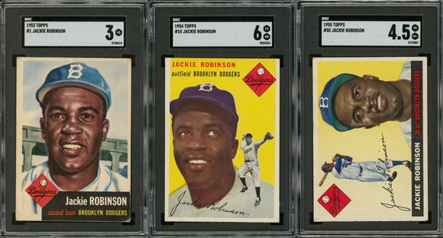 1953-1955 Topps Jackie Robinson SGC-Graded Trio (3 Different)